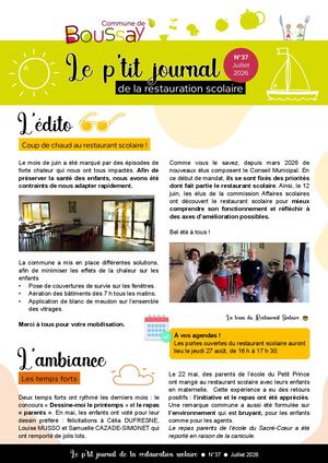 Le P'tit Journal de la Restauration Scolaire N°37 Juillet 2026