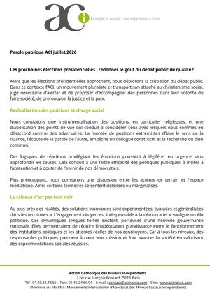 Aci Juillet 2026 Parole Publique Débat Elections