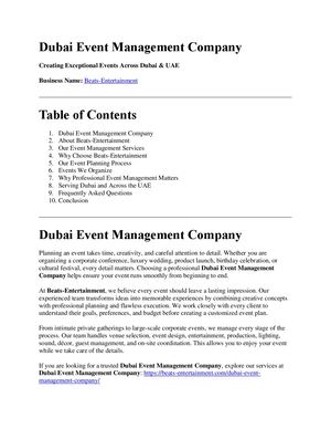 Dubai Event Management Company Beats Entertainment