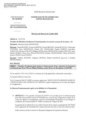 DECB 2026 022 TPN Décision Bureau Garantie Emprunt Logemt Social Lancié (Rte Beaujolais).