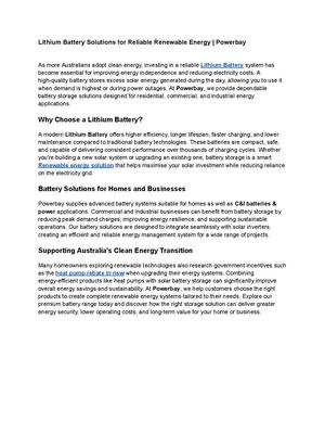 Lithium Battery Solutions for Reliable Renewable Energy | Powerbay