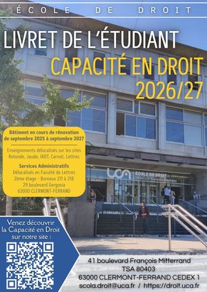 Livret Capacité En Droit 2026 2027