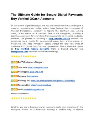 The Ultimate Guide For Secure Digital Payments Buy Verified Gcash Accounts