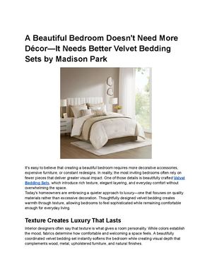 A Beautiful Bedroom Doesn't Need More Décor—it Needs Better Velvet Bedding Sets By Madison Park