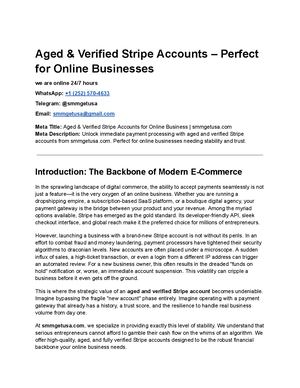 Aged & Verified Stripe Accounts – Perfect For Online Businesses