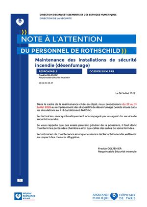 Note Information Concernant Maintenance Installations Securite Incendie (Desenfumage) R+1 (003)