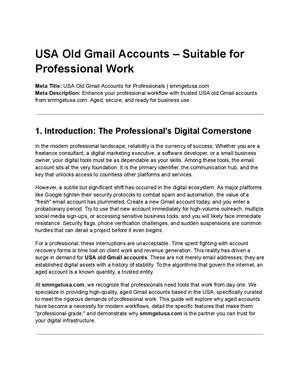 Usa Old Gmail Accounts – Suitable For Professional Work