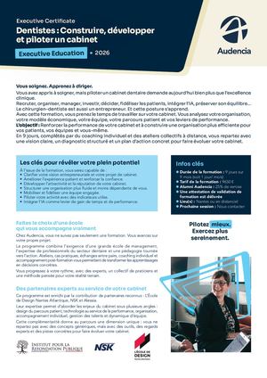 Executive Certificate Dentistes : Construire, développer  et piloter un cabinet