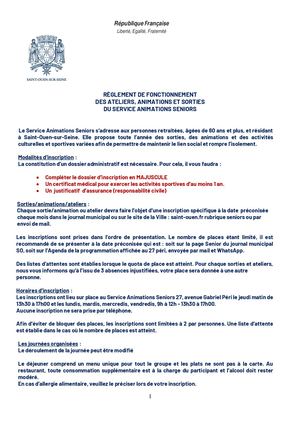 Reglement des sorties Et animations Senior 26 27 Copie