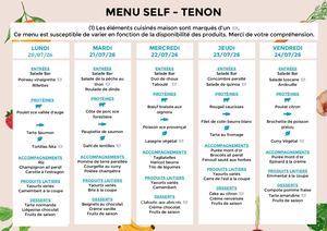 Menu Self Tnn éTé (Semaine 1)