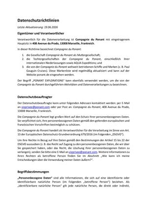 Ponant Datenschutzrichtlinien Stand 19062026