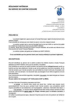 Règlement Intérieur A Partir De Septembre 2026