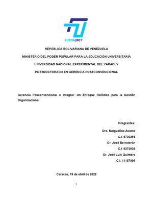 Gerencia Postconvencional E Integral Un Enfoque Holístico Para La Gestión Organizacional