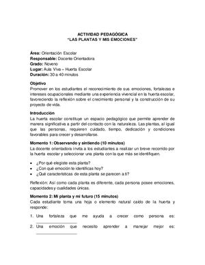 Actividad Huerta Emociones Grado9