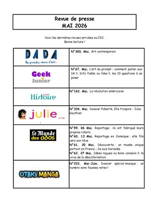 Revue De Presse Mai 2026