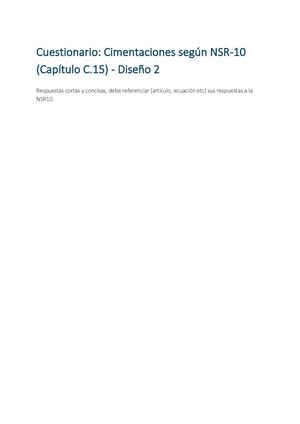 Diseño 2 Preguntas Cimentaciones Según Nsr 10 (Capítulo C 15)