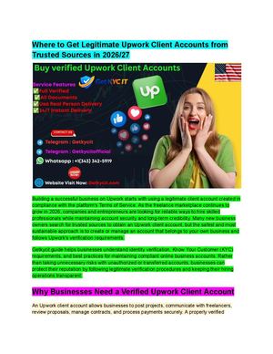 Best Resources For B'uying Veri'fied Upwork Client Accounts