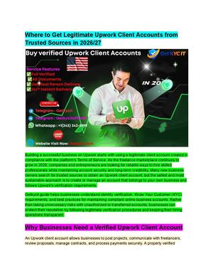 B'uy Veri'fied Upwork Client Accounts For Online Business
