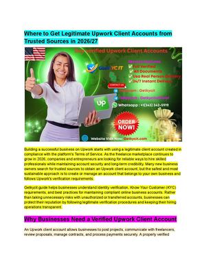 Top 3 Sites To B'uy Veri'fied Upwork Client Accounts In The Usa