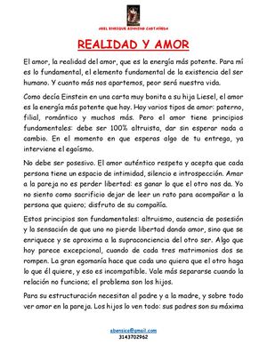 Realidad Y Amor