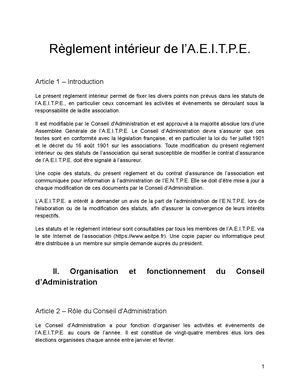 Règlement Intérieur de l'AEITPE (Bde 73)