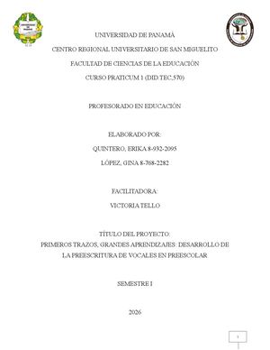 Proyecto Preescolar Gina López Y Erika Quintero