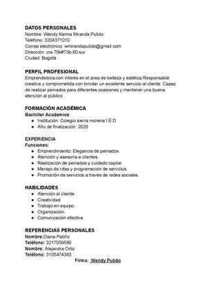 Hoja De Vida