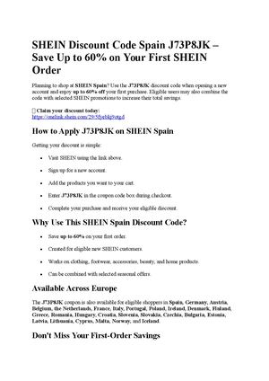 Shein Discount Code Spain "J73P8JK"