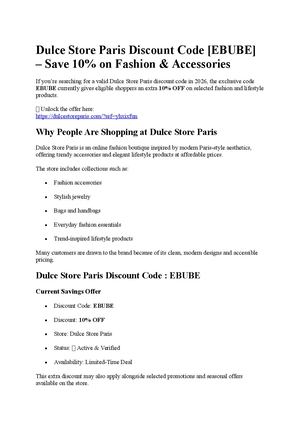 Dulce Store Paris Discount Code [EBUBE]