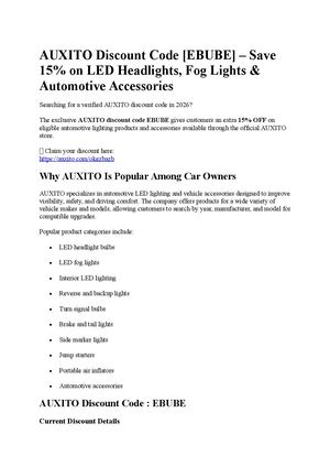 AUXITO Discount Code [EBUBE] – Save 15% on LED Headlights, Fog Lights & Automotive Accessories