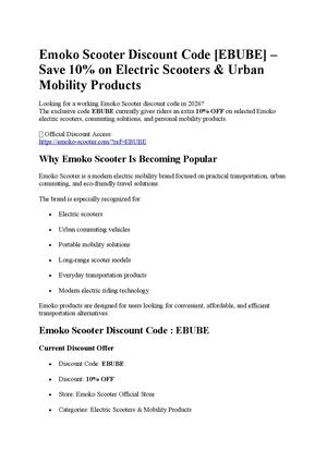 Emoko Scooter Discount Code [EBUBE]