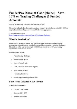 FunderPro Discount Code [ebube] – Get 10% Off Funded Trading Programs