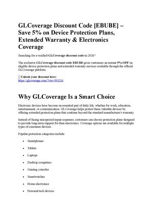 GLCoverage Discount Code [EBUBE] – Save 5% on Device Protection Plans, Extended Warranty & Electronics Coverage