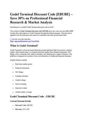 Godel Terminal Discount Code [EBUBE] – Save 30% on Professional Financial Research & Market Analysis