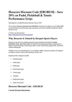 Hesacore Discount Code [EBUBE10] – Save 20% on Padel, Pickleball & Tennis Performance Grips