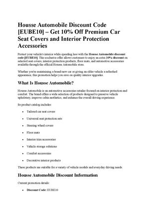Housse Automobile Discount Code [EUBE10]