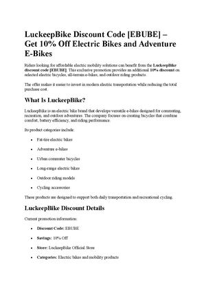 LuckeepBike Discount Code [EBUBE]