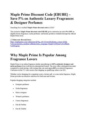 Maple Prime Discount Code [EBUBE] – Save 5% on Authentic Luxury Fragrances & Designer Perfumes
