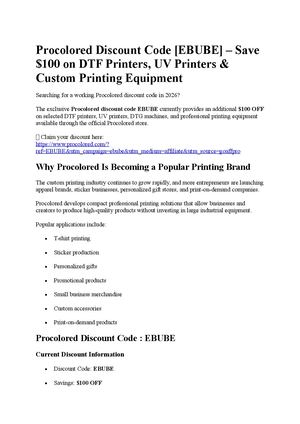 Procolored Discount Code [EBUBE] – Get $100 Off Professional DTF, UV, and DTG Printing Solutions