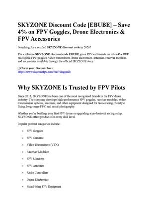 SKYZONE Discount Code [EBUBE] – Save 4% on FPV Goggles, Drone Electronics & FPV Accessories