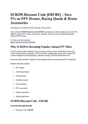 SUB250 Discount Code [EBUBE] – Save 5% on FPV Drones, Racing Quads & Drone Accessories