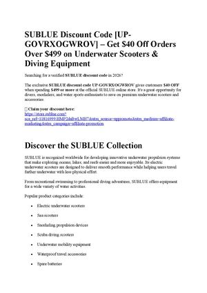 SUBLUE Discount Code [UP-GOVRXOGWROV] – Get $40 Off Orders Over $499 on Underwater Scooters & Diving Equipment