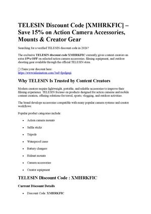 TELESIN Discount Code [XMHRKFIC] – Get 15% Off Camera