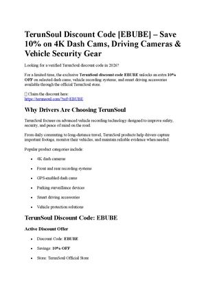 TerunSoul Discount Code [EBUBE] – Get 10% Off Smart Dash Cameras