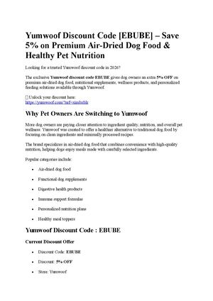 Yumwoof Discount Code [EBUBE] – Save 5% on Premium Air-Dried Dog Food