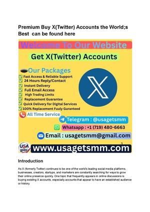 Premium Buy X(twitter) Accounts The World;s Best Can Be Found Here