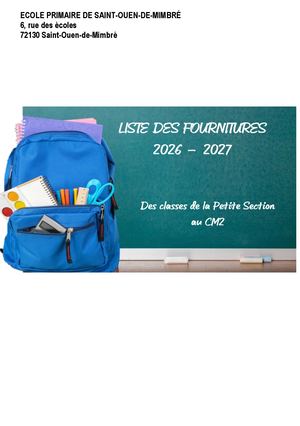 Ecole Liste Des Fournitures 2026 2027