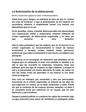 La Feminización De La Delincuencia