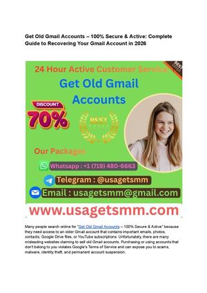 Get Old Gmail Accounts – 100% Secure & Active Complete Guide To Recovering Your Gmail Account In 2026