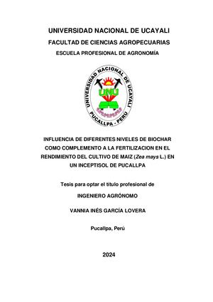 Influencia De Diferentes Niveles De Biochar